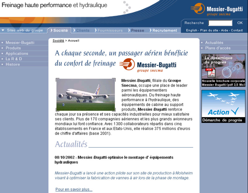 Site Internet Messier-Bugatti 2002